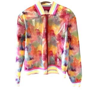Rainbow Vinyl Bomber Jacket - Size M/L